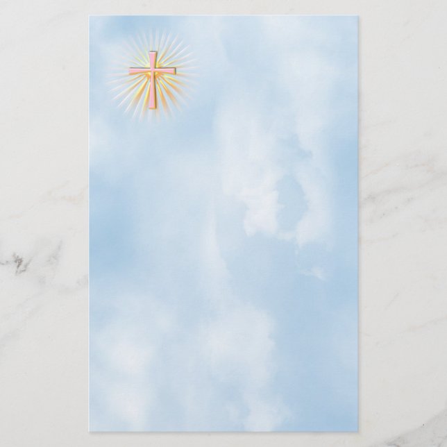 Papeterie Rayons de lumière de la Croix Religieuse (W/Clouds (Devant)