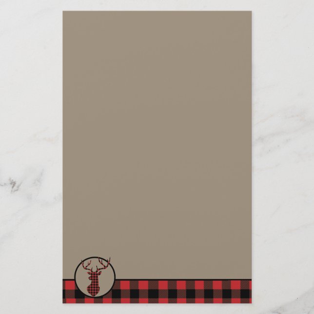 Papeterie Red Buffalo Plaid Border Deer (Devant)