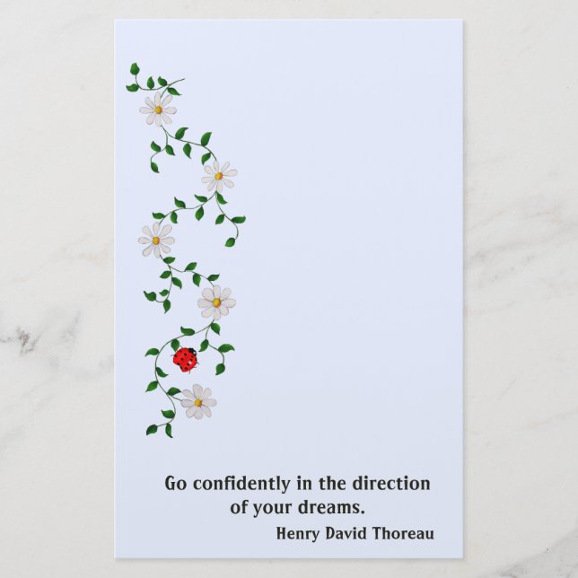 Papeterie Red Ladybug, White Daisies, Encouragement (Devant)