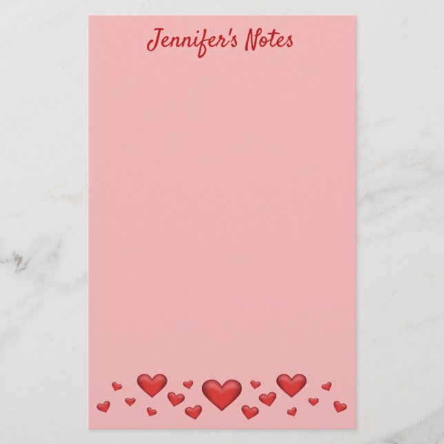 Papeterie Red Valentine's Day Hearts & Custom Text (Devant)