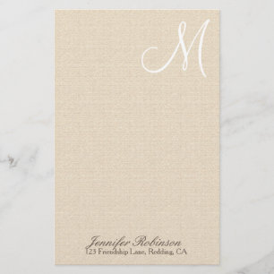 Papeterie Regard de toile rustique avec le monogramme blanc