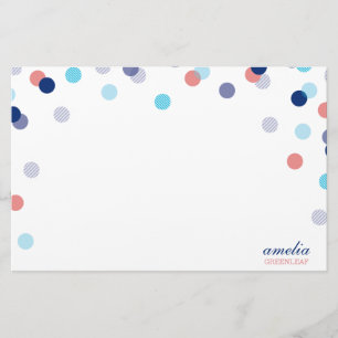 Papeterie REMARQUE PERSONNALISÉE jolie confetti bleu marine 