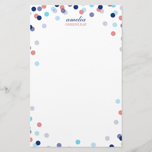 Papeterie REMARQUE PERSONNALISÉE jolie confetti bleu marine  (Devant)