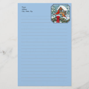 Papeterie Repas de Noël des cardinaux bleu