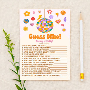 Papeterie Retro 70's Super Devinez Qui ! Jeu baby shower