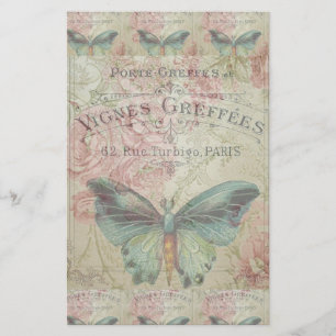 Papeterie rétro, shabby chic, vintage, rustique du pays, flo