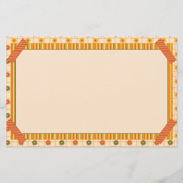 Papeterie Retro Spring Hand Drawn Faux Washi Floral Stripe (Devant)