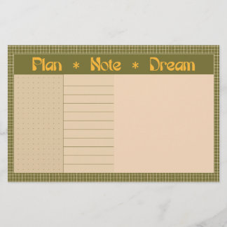 Papeterie Retro Spring Hand Drawn Plan and Dream Green Grid