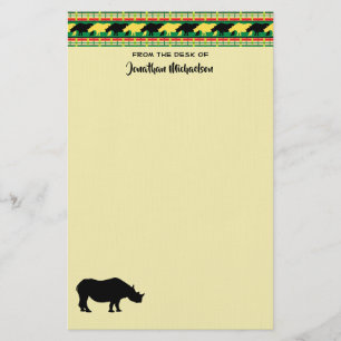 Papeterie Rhinoceros Safari Motif de tissage personnalisé