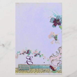 Papeterie ROMANTİCA Bleu rose Mariage Monogramme floral