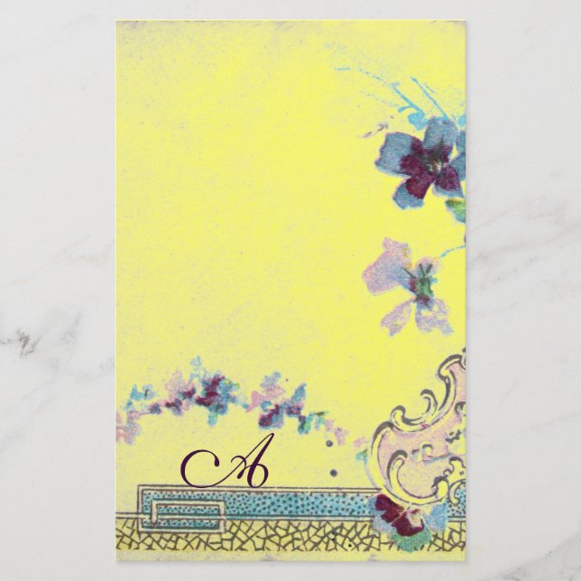 Papeterie ROMANTİCA Jaune clair Mariage Floral Monogramme (Devant)