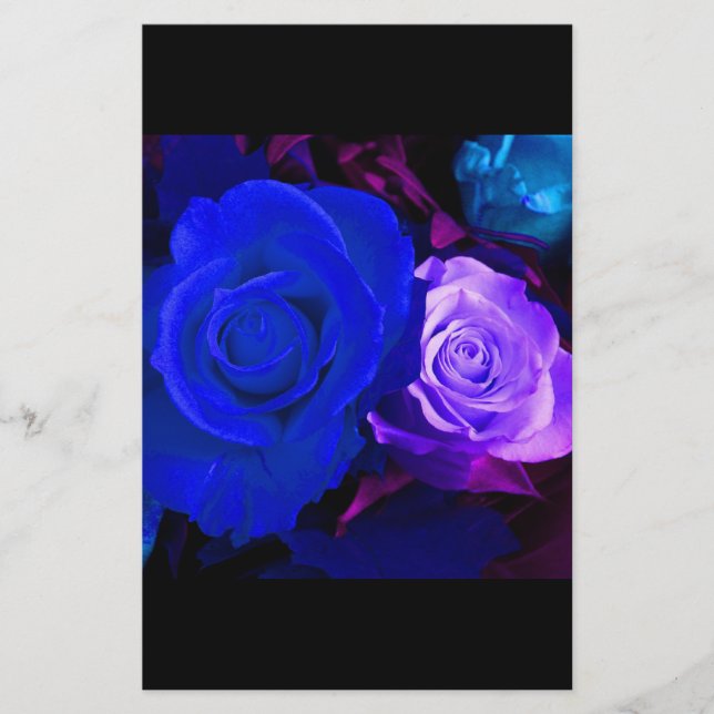 Papeterie Rose bleu violet (Devant)