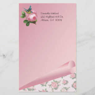 Papeterie rose de coutume de roses