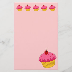 Papeterie rose de petits gâteaux