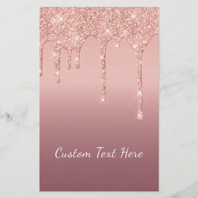 Papeterie Rose de texte personnalisé Parties scintillant d'é (Devant)