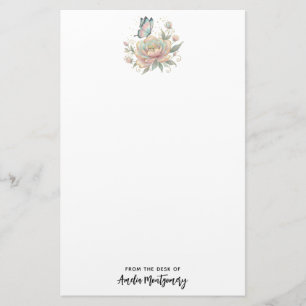 Papeterie Rose Magique et Papillon Couleurs Pastel