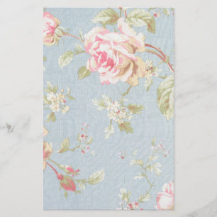 Papeterie rose vintage motif de style chic shabby bleu