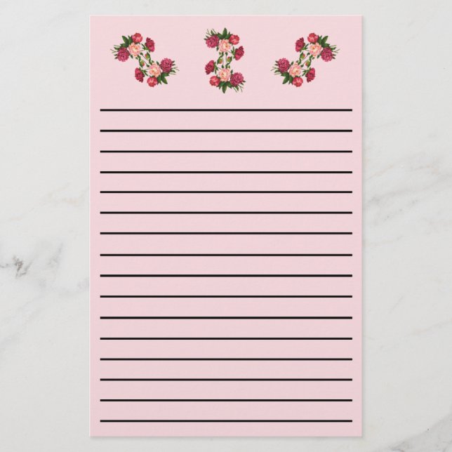 Papeterie Roses Thick Line Stationery (Devant)