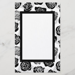 Papeterie Roses Vintages chic en noir et blanc