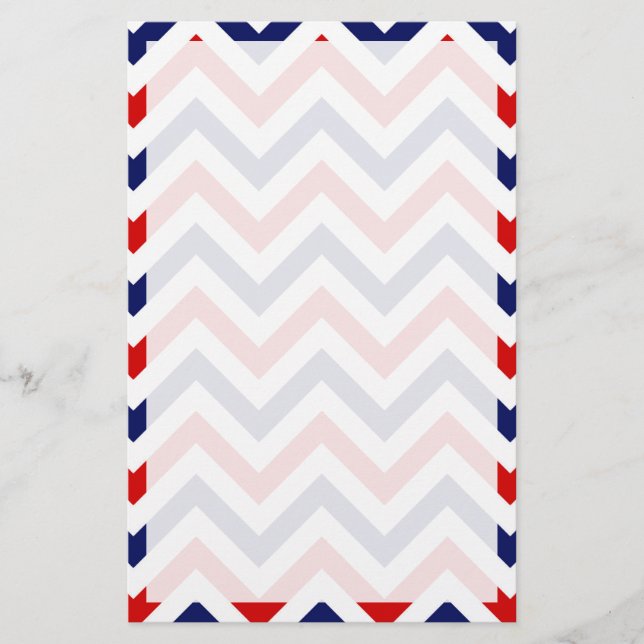 Papeterie Rouge, Blanc, Bleu Grand Chevron Motif ZigZag (Devant)