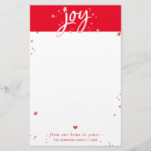 Papeterie Rouge en lettres de joie de main moderne de LETTRE