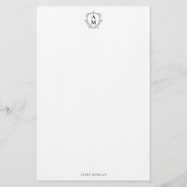 Papeterie Royal Monogram Crest Classic Noir Personnalisé (Devant)