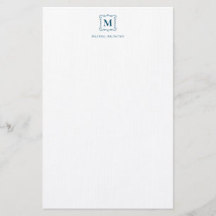 Papeterie Royal Monogram Crest Marine Bleu Personnalisé