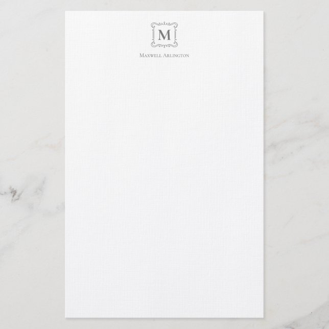 Papeterie Royal Monogram Crest Smokey Grey Personnalisé (Devant)