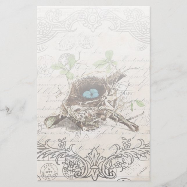 Papeterie rustique chic pays botanique nid (Devant)