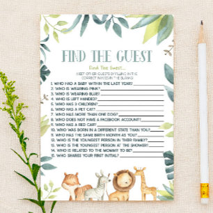 Papeterie Safari Zoo Animaux Trouver Le Jeu Baby shower Invi