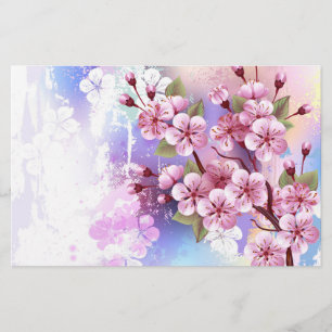 Papeterie Sakura rose sur la peinture Arrière - plan