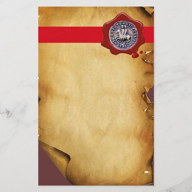 Papeterie SCEAU DU MODÈLE DES CHEVALIERS, Cire rouge, Parche (Devant)