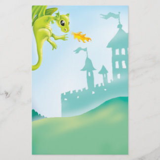 Papeterie scène de dragon et de château joli