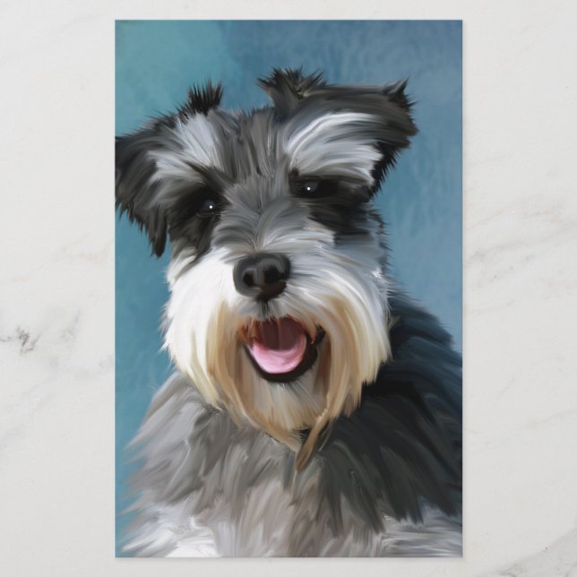 Papeterie Schnauzer Miniature peinture couleur de l'eau (Devant)