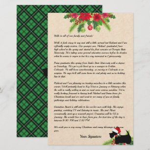 Papeterie Scottie Christmas Plaid Family Newsletter Custom S