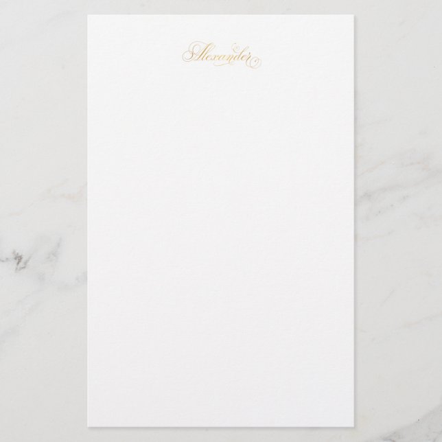 Papeterie Script classique personnalisé Alexander Gold Noir (Devant)