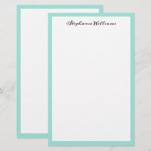 Papeterie Seaglass Sea Green Border Nom du monogramme person