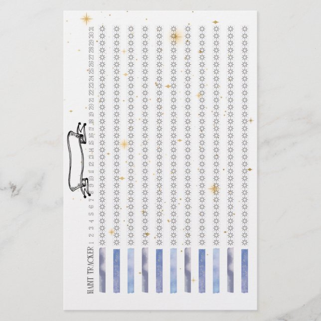Papeterie Shine Like Stars Monthly Habit Tracker (Devant)