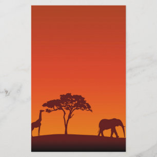 Papeterie Silhouette africaine de safari - en-tête de lettre
