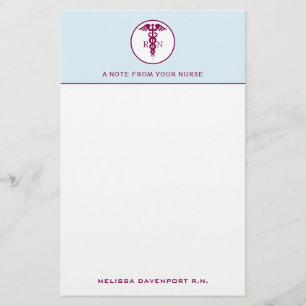 Papeterie Simple Caducée Rouge Infirmière Diplômée Infirmièr