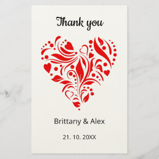 Papeterie Simple Heart Wedding Thank You Card – Customizable