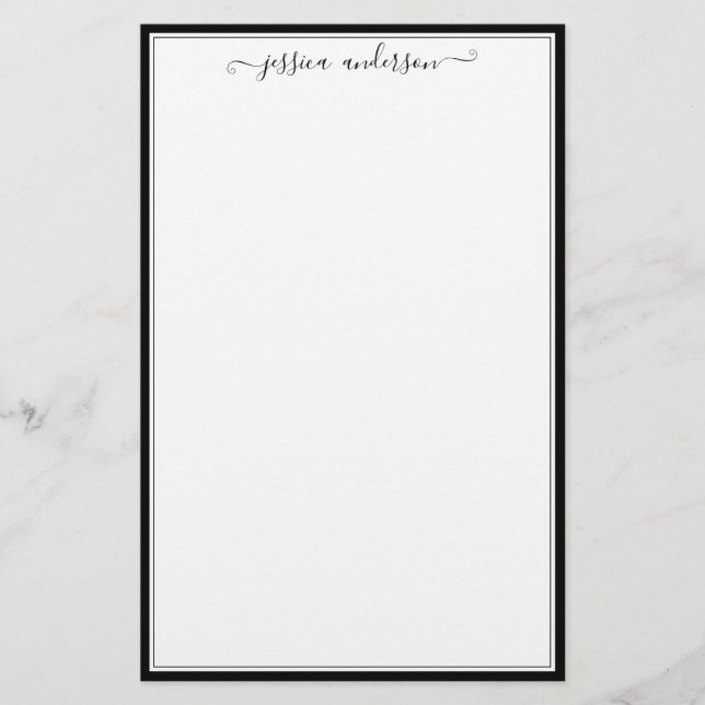 Papeterie Simple Moderne Fille Noir Script Police Calligraph (Devant)