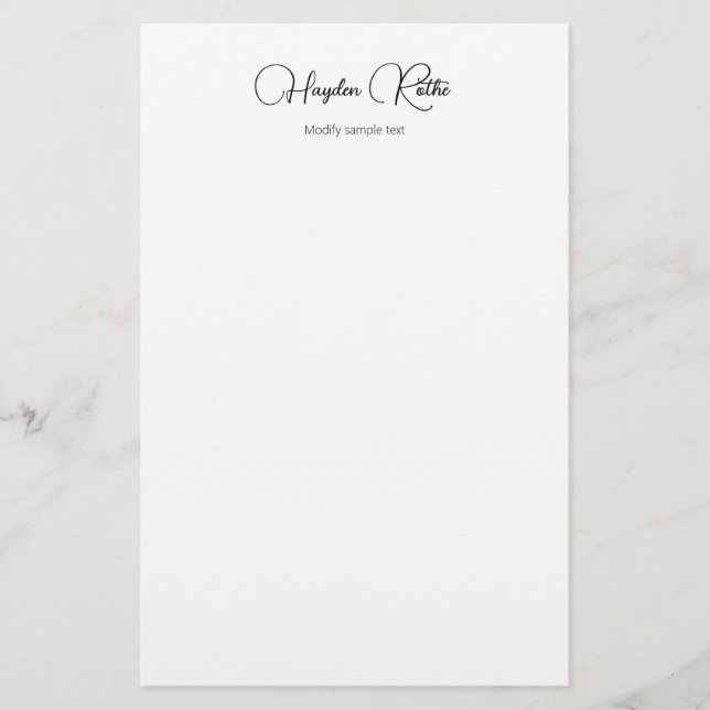 Papeterie Simple signature professionnelle Script White Stat (Devant)