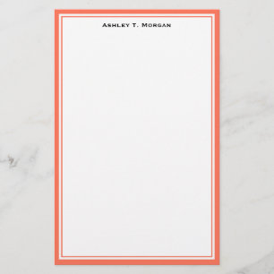 Papeterie Simplicité Coral Blanc Stationery personnalisée