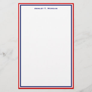 Papeterie Simplicité Rouge Bleu Bleu Personnalisé Papier