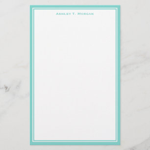 Papeterie Simplicité Turquoise Blanc Personnalisé Papier