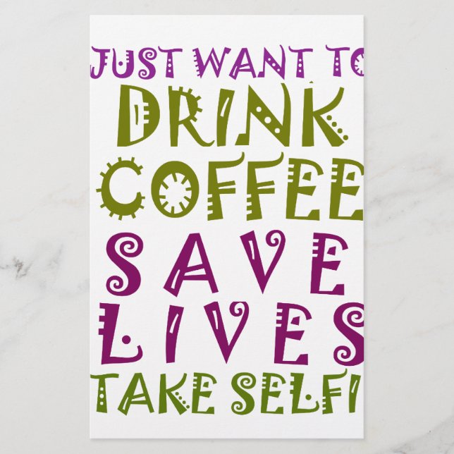 Papeterie Sip, Snap Répéter Chasing caféine Selfies concepti (Devant)