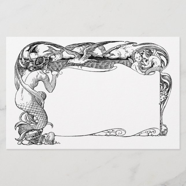 Papeterie Sirène et mouettes (Devant)