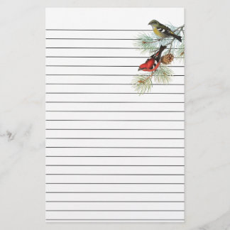 Papeterie Snowbirds sur le papier rayé par bleu