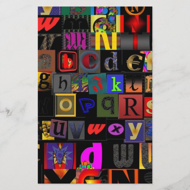 Papeterie Soupe Alphabet, lettres mosaïque design, colorfu a (Devant)
